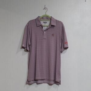Straight Down Red White Blue Striped Short Sleeve Polo Sz M